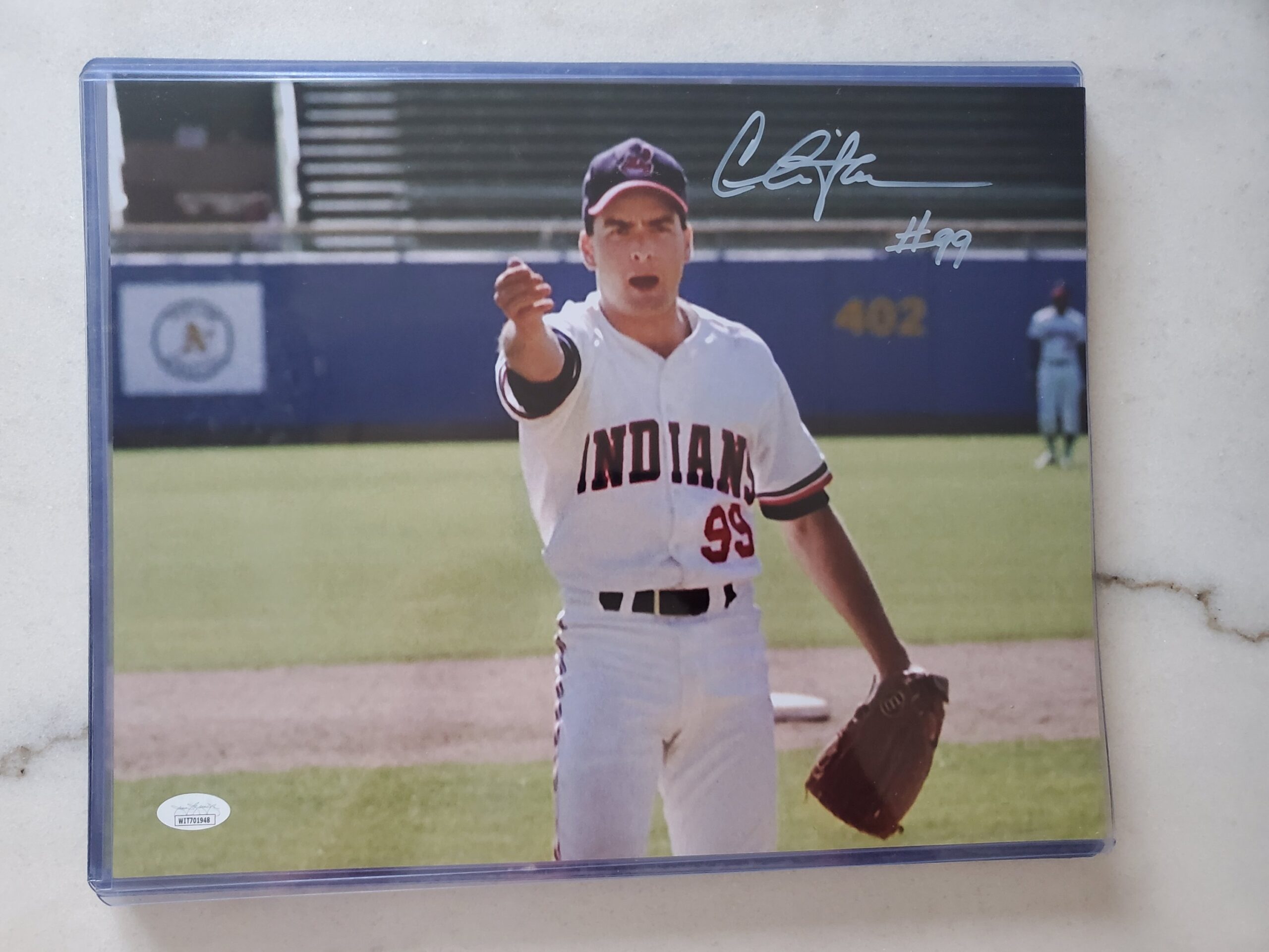 Charlie Sheen “Wild Thing” Signed Major League Framed Signed 11×14 Photo  JSA 4 – Fiterman Sports Group